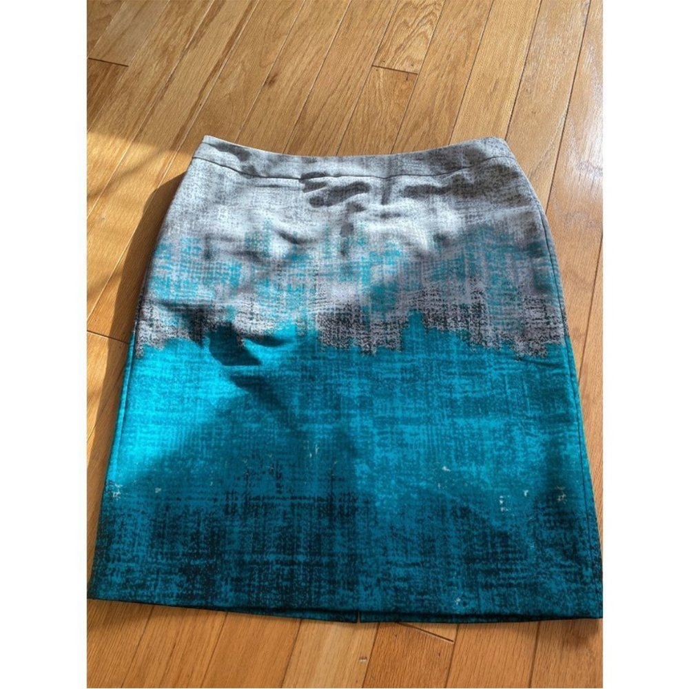 NYC Clothing Co. Womens ombre greyblue straight knee length back zip skirt sz 14